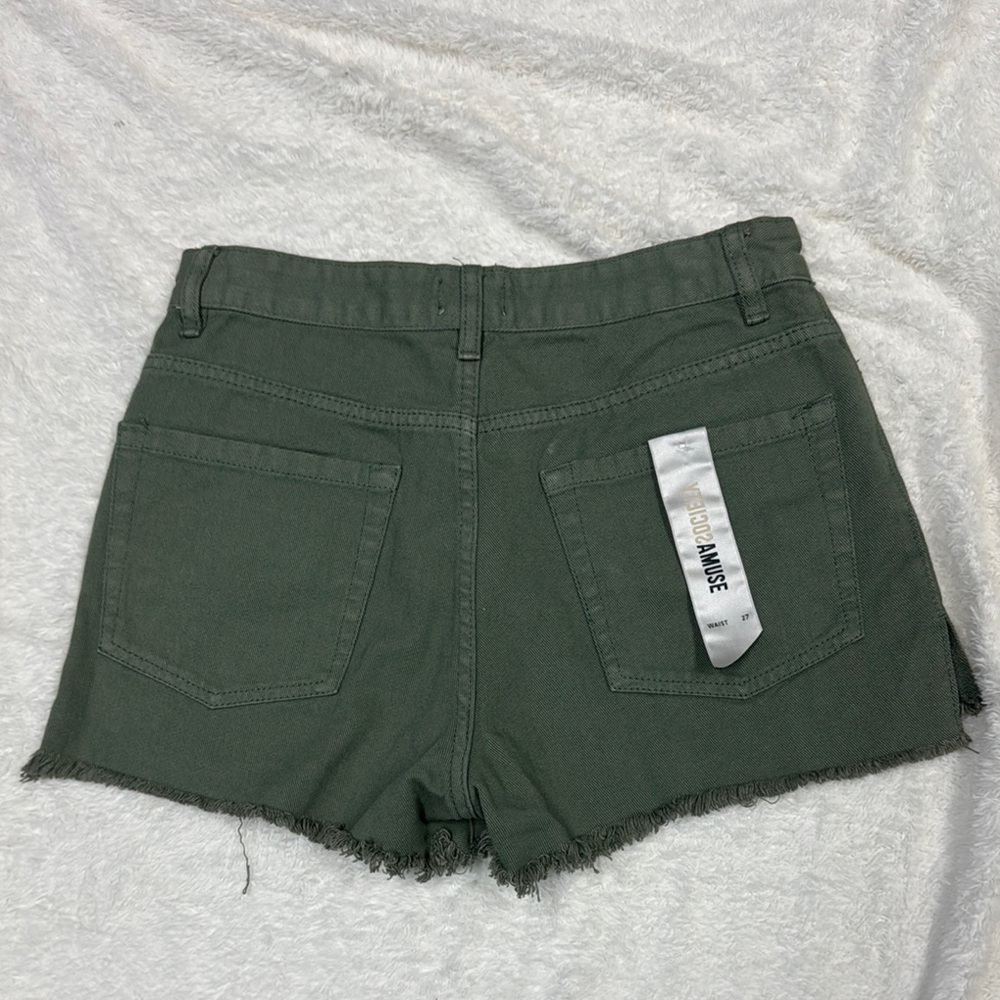 AMUSE SOCIETY GREEN DENIM SHORTS SIZE 27